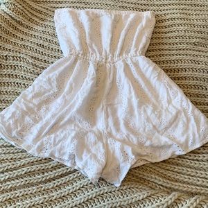 A strapless white romper from Hollister. It’s comfortable and adorable!